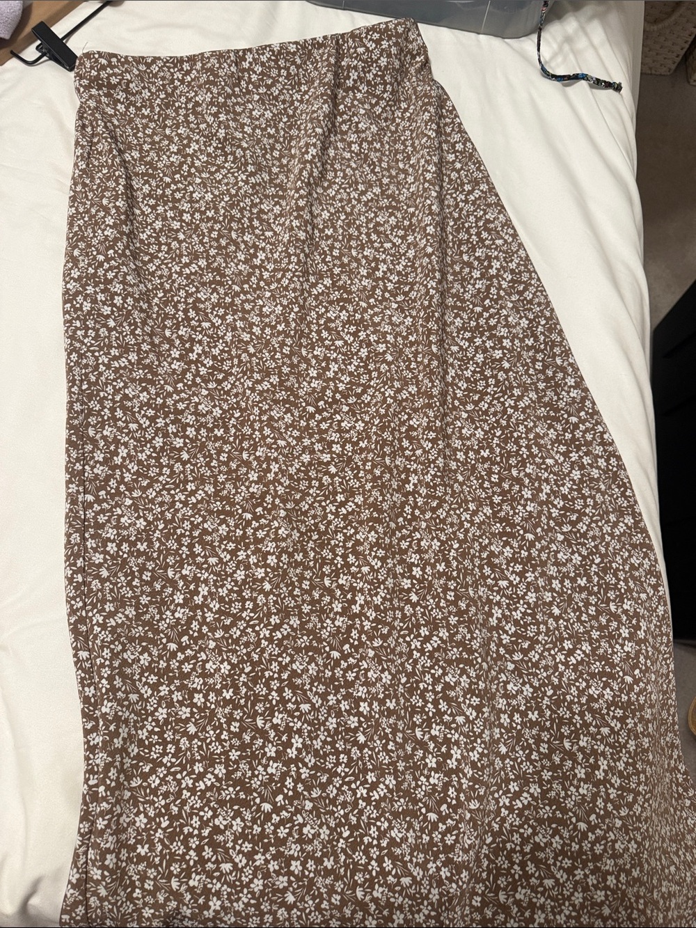 Altar'd State Brown and White Floral Midi Skirt - Ditsy Print